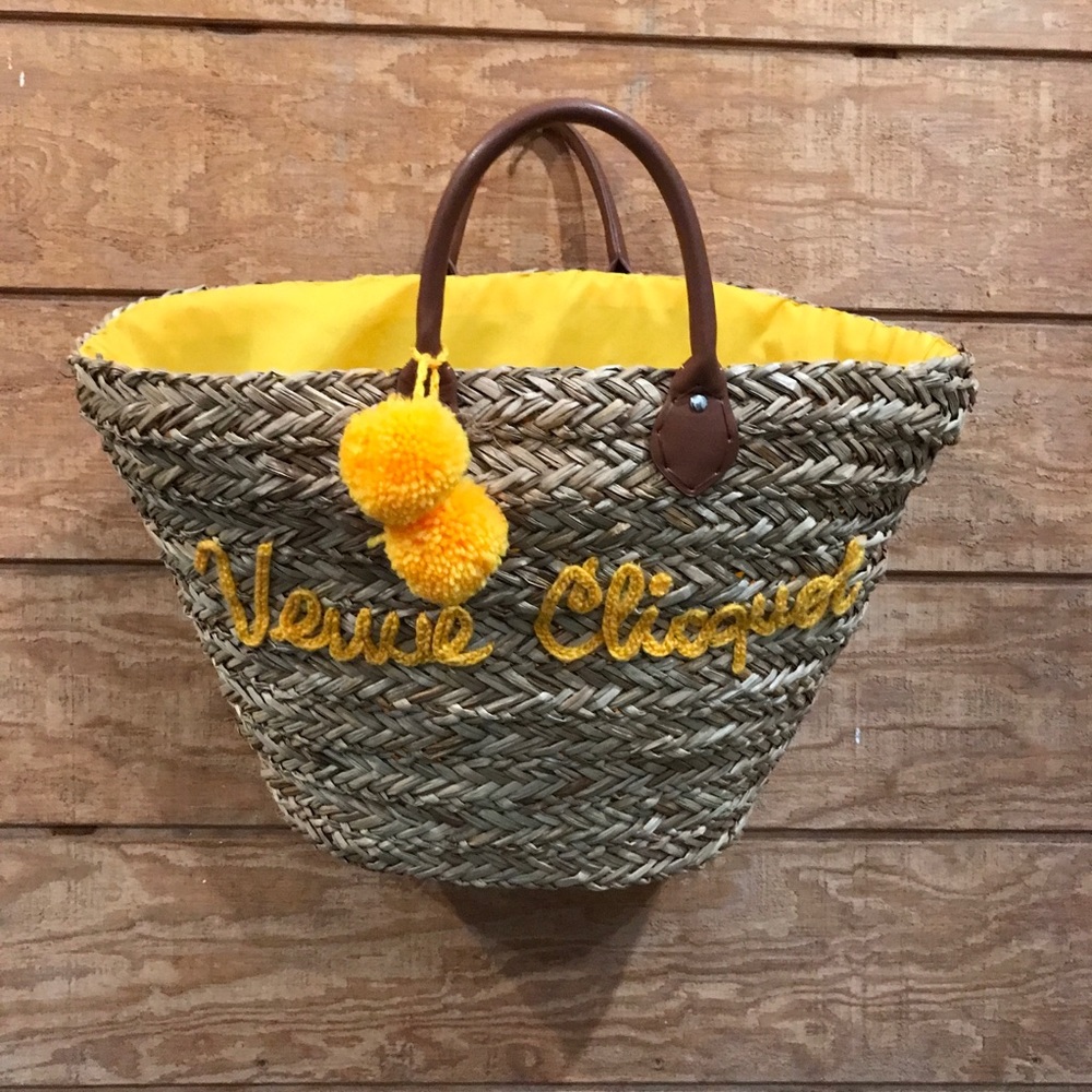 Veuve Clicquot Straw Basket Beach Bag Picnic Tote - Picture 6 of 9